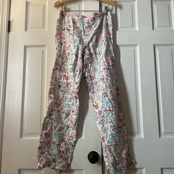 PINK Victoria's Secret Other - VTG Victoria's Secret PINK Doodle Graffiti Pajama Pants Lounge Y2K White Pink M